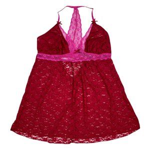 Torrid Pink Red Sexy Lace Babydoll Slip Dress Lingerie Women's Size 2
